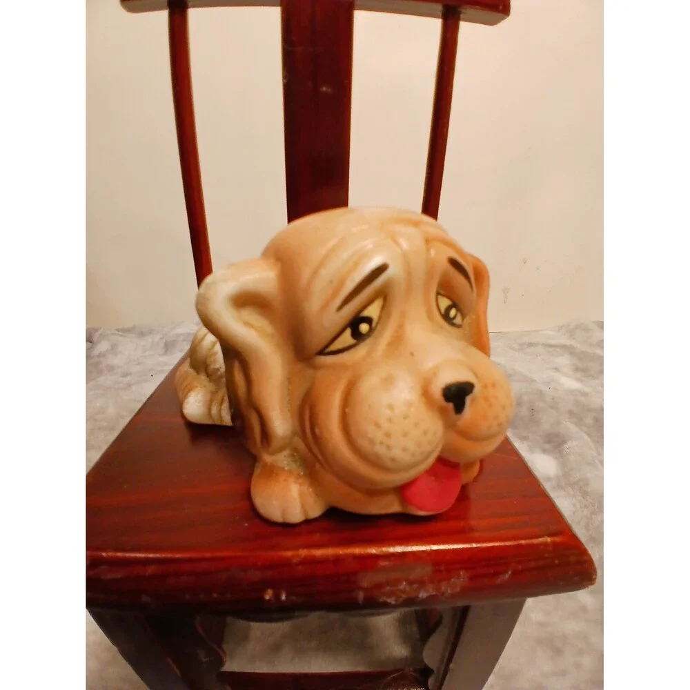 Vintage Adorable Mini Sad Face Royal Crown Dog Figurine